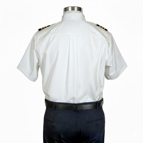 Crew Outfitters Pilot Navy Uniform Shirt Short Sleeve Epaulets Sz 2XL 18.5 S/S - Picture 5 of 11
